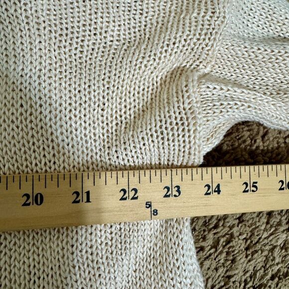 J. Crew Women Cream Lace-Up Open Knit Linen Sweater size XL Fisherman Coastal - Picture 6 of 8